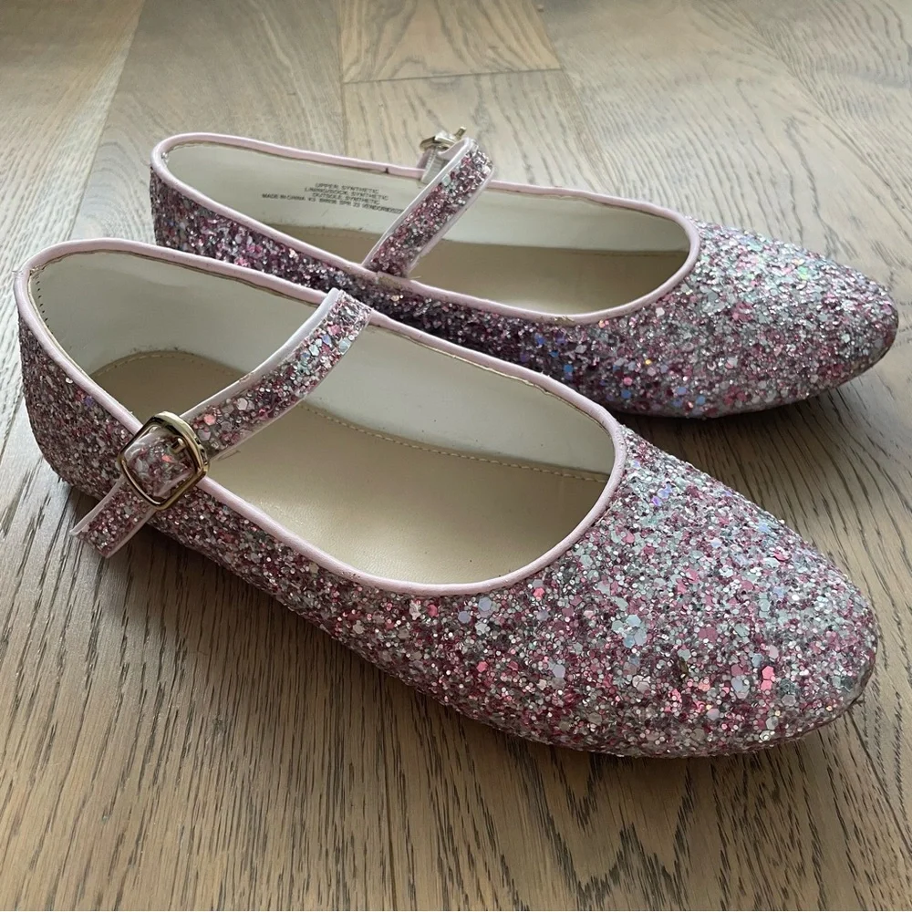 J. Crew Pink Dress Flats with Glitter Finish - Picture 2 of 6